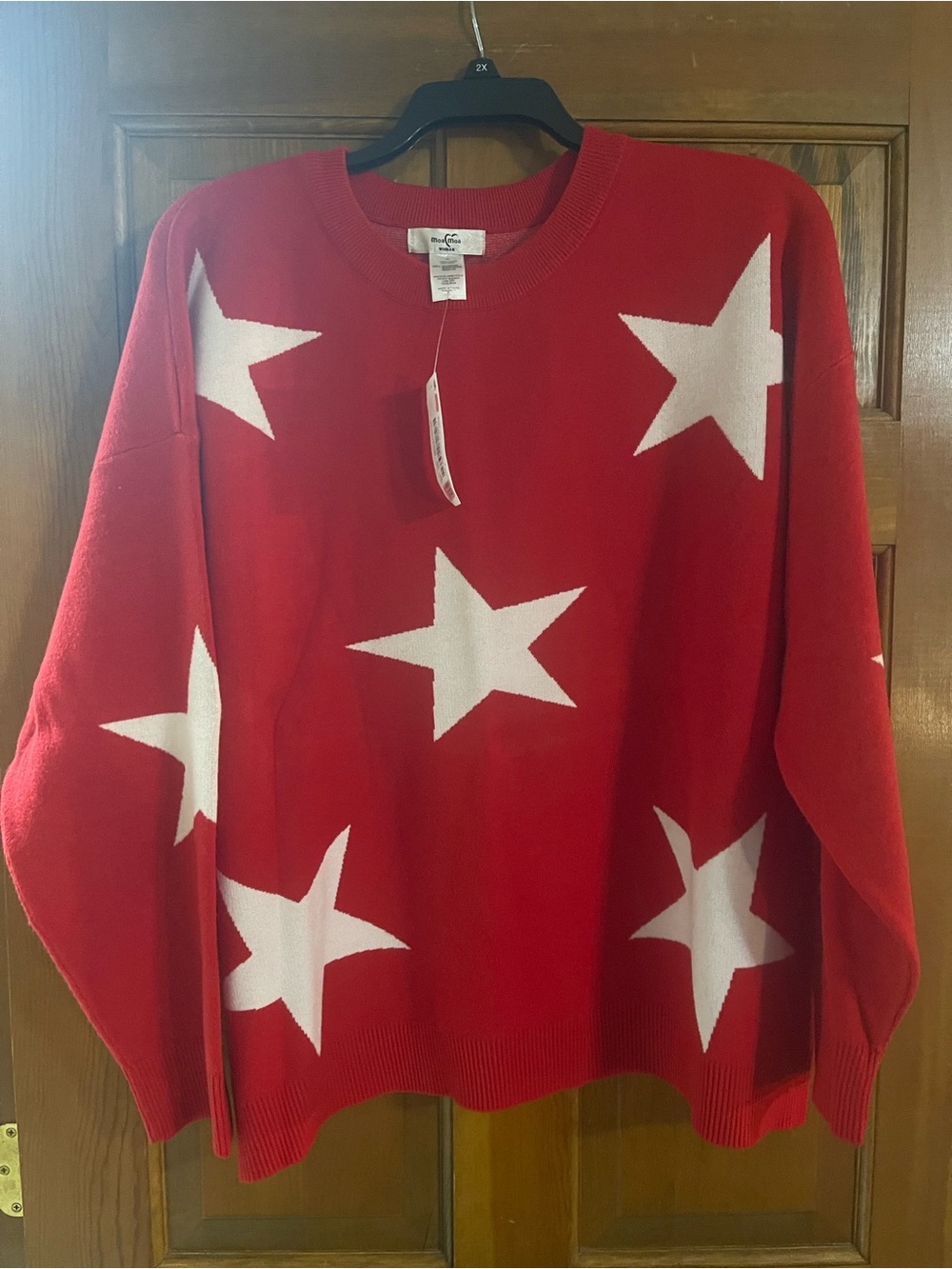 Moa Moa Red Crewneck Sweater with White Stars